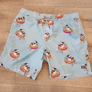 Billabong Colorful Shark Pool Floatie Graphic Swim Trunks/Board Shorts SIZE XL🦈